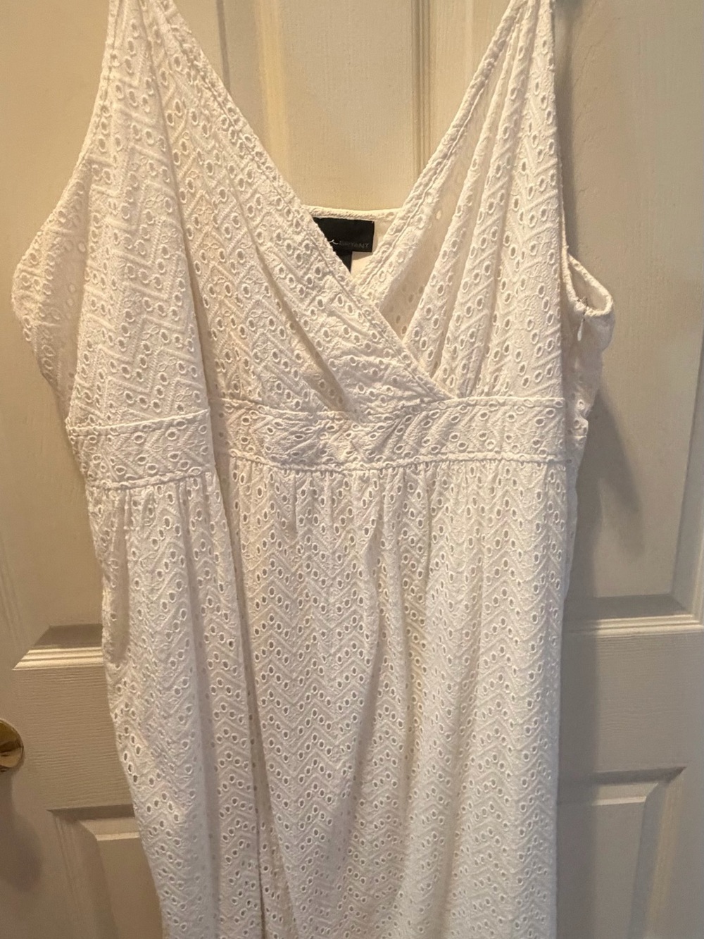 White Eyelet Sleeveless V-Neck Dress-NWOT